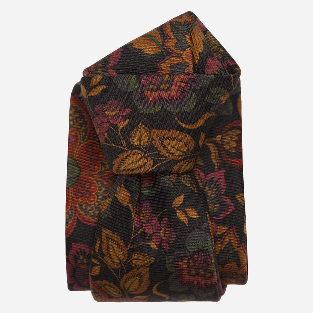 Calvino - Printed Madder Silk Tie - Black - My Men's Shop