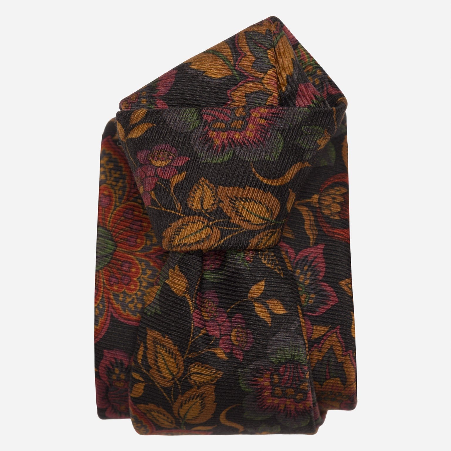 Calvino - Printed Madder Silk Tie - Black - My Men's Shop