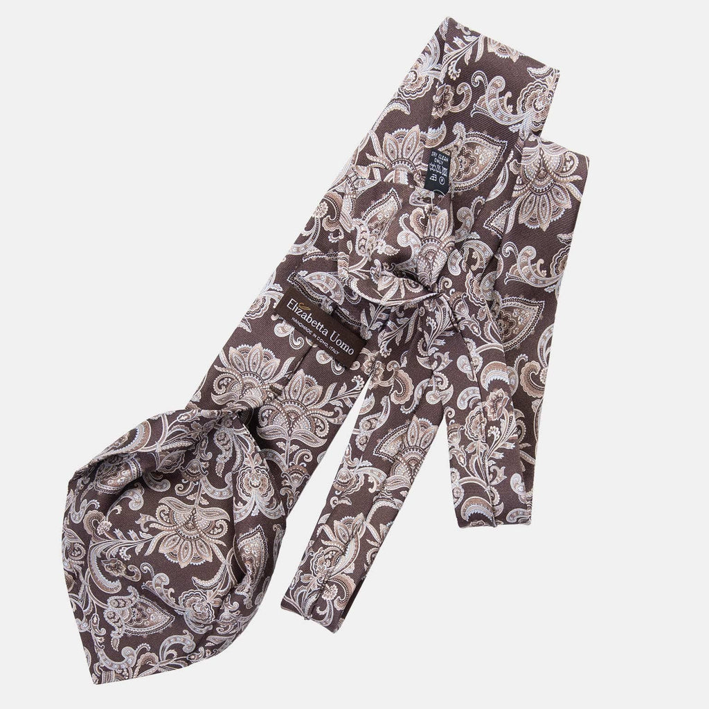 Novara - Printed Silk Tie - Brown - My Men's Shop