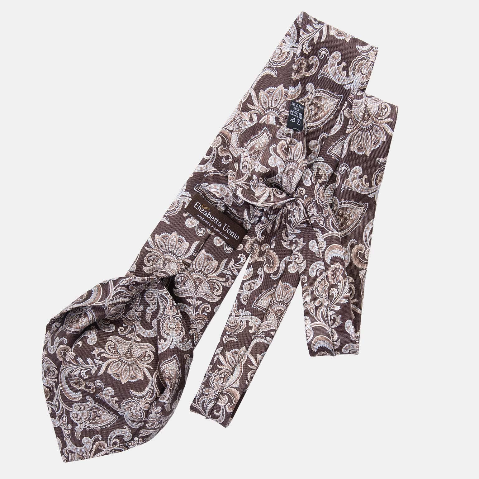 Novara - Printed Silk Tie - Brown - My Men's Shop