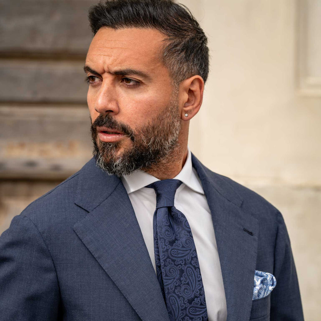 Soave - Silk Jacquard Tie - Midnight Blue - My Men's Shop