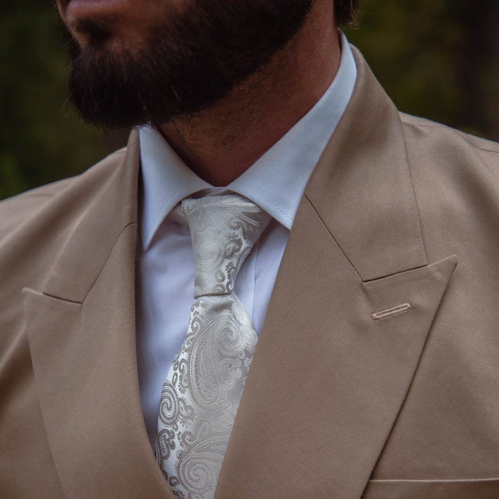 Soave - Silk Jacquard Tie - Silver Pearl - My Men's Shop