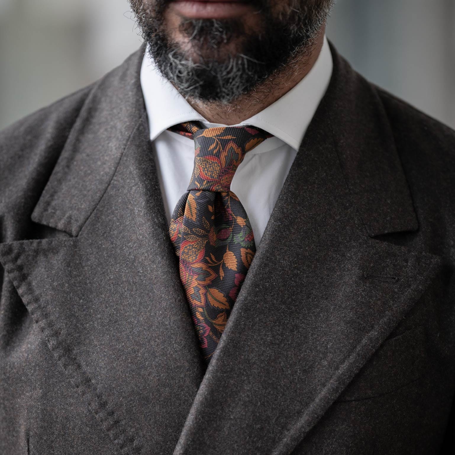 Calvino - Printed Madder Silk Tie - Black - My Men's Shop