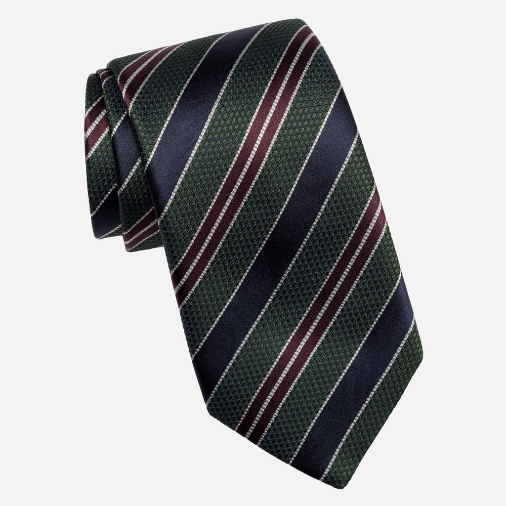 Vesuvio - Silk Jacquard Tie - Green and Navy - My Men's Shop