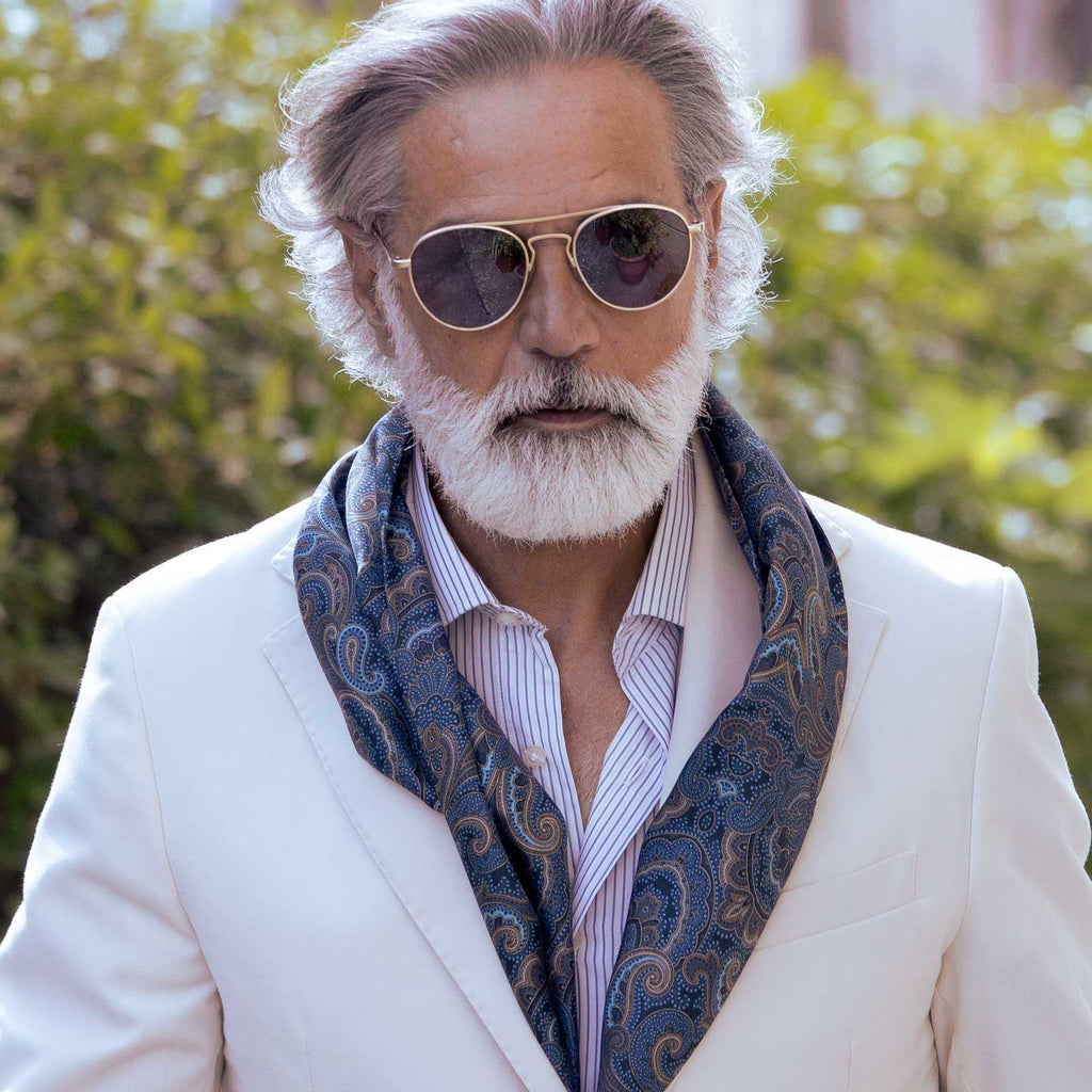 Ferrara - Silk Scarf - Blue & Brown - My Men's Shop