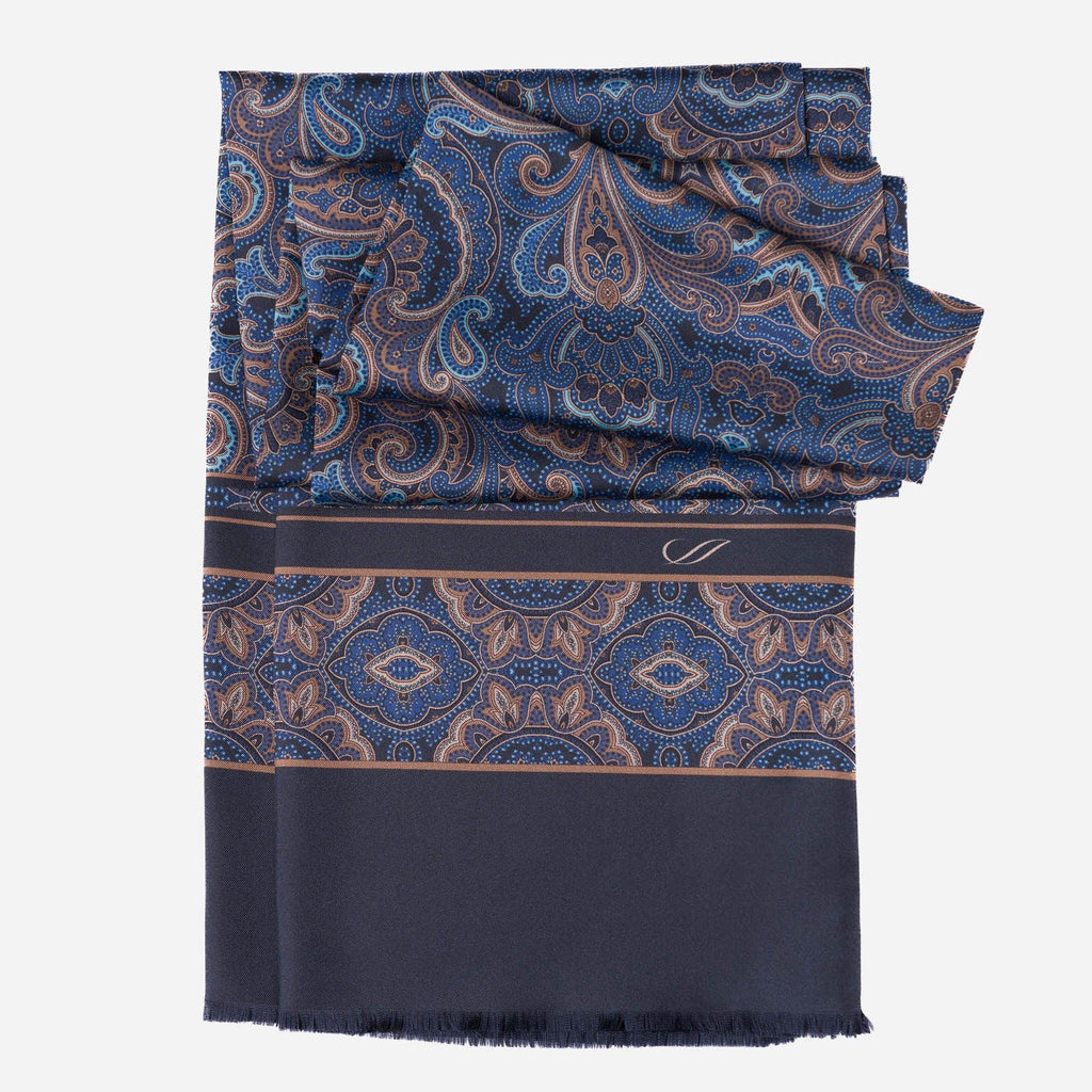 Ferrara - Silk Scarf - Blue & Brown - My Men's Shop