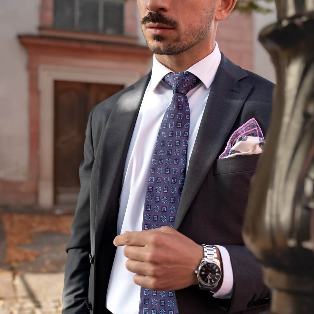 Trento - Silk Jacquard Tie - Plum - My Men's Shop