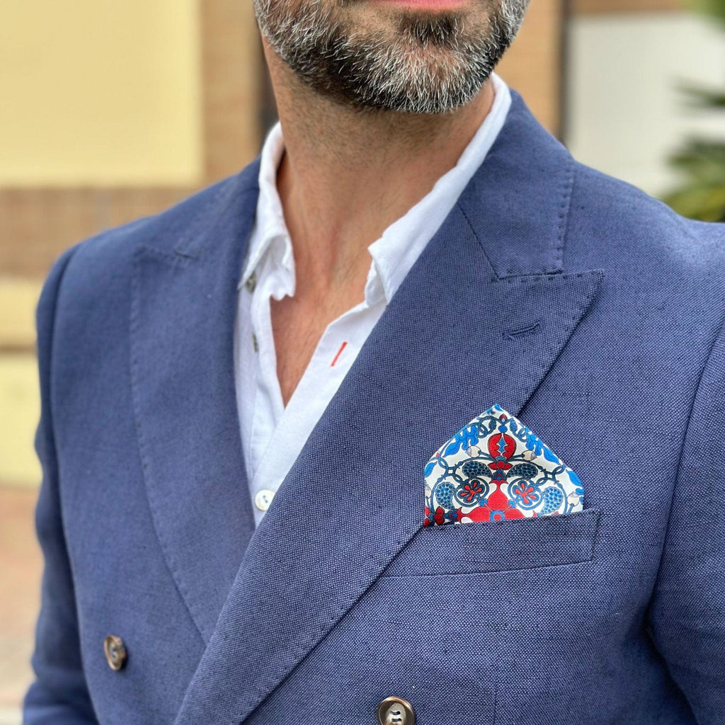 Nebbiolo - Silk Pocket Square - Blue and Red - My Men's Shop
