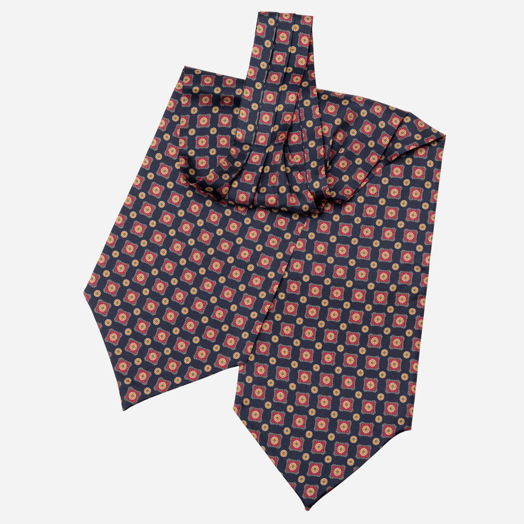 Barberini - Silk Ascot Cravat Tie - Navy and Red - My Men's Shop