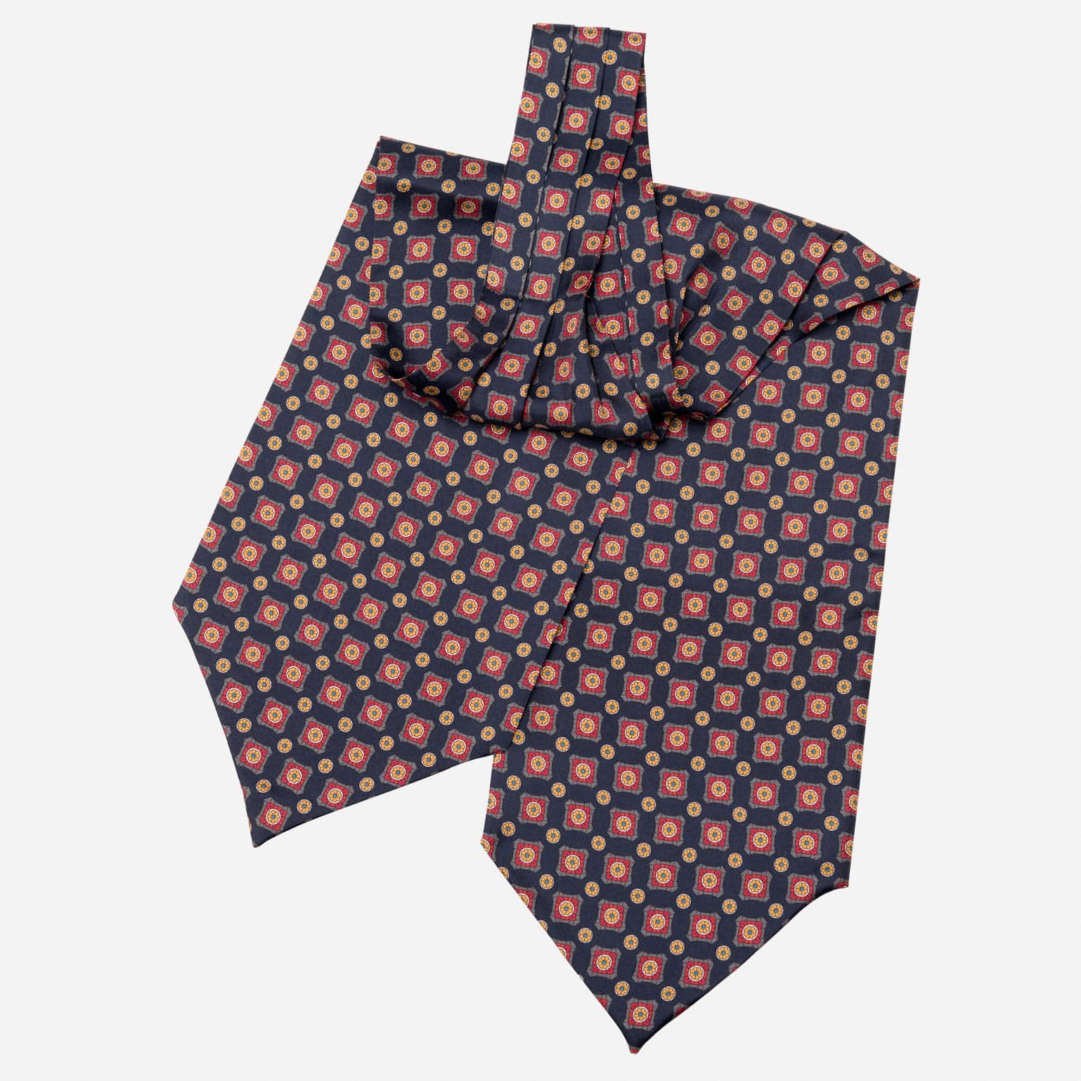 Barberini - Silk Ascot Cravat Tie - Navy and Red - My Men's Shop