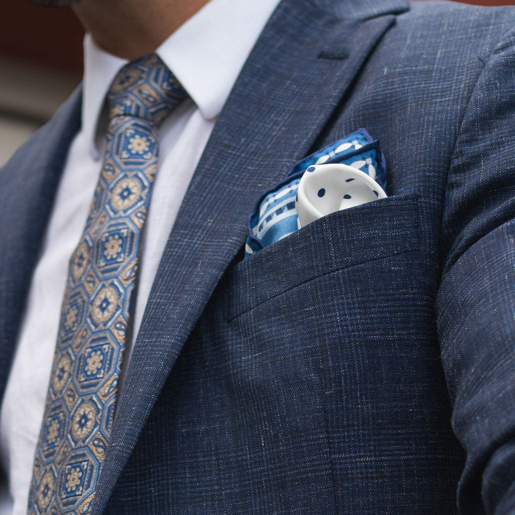 Pois - Silk Pocket Square - Blue - My Men's Shop