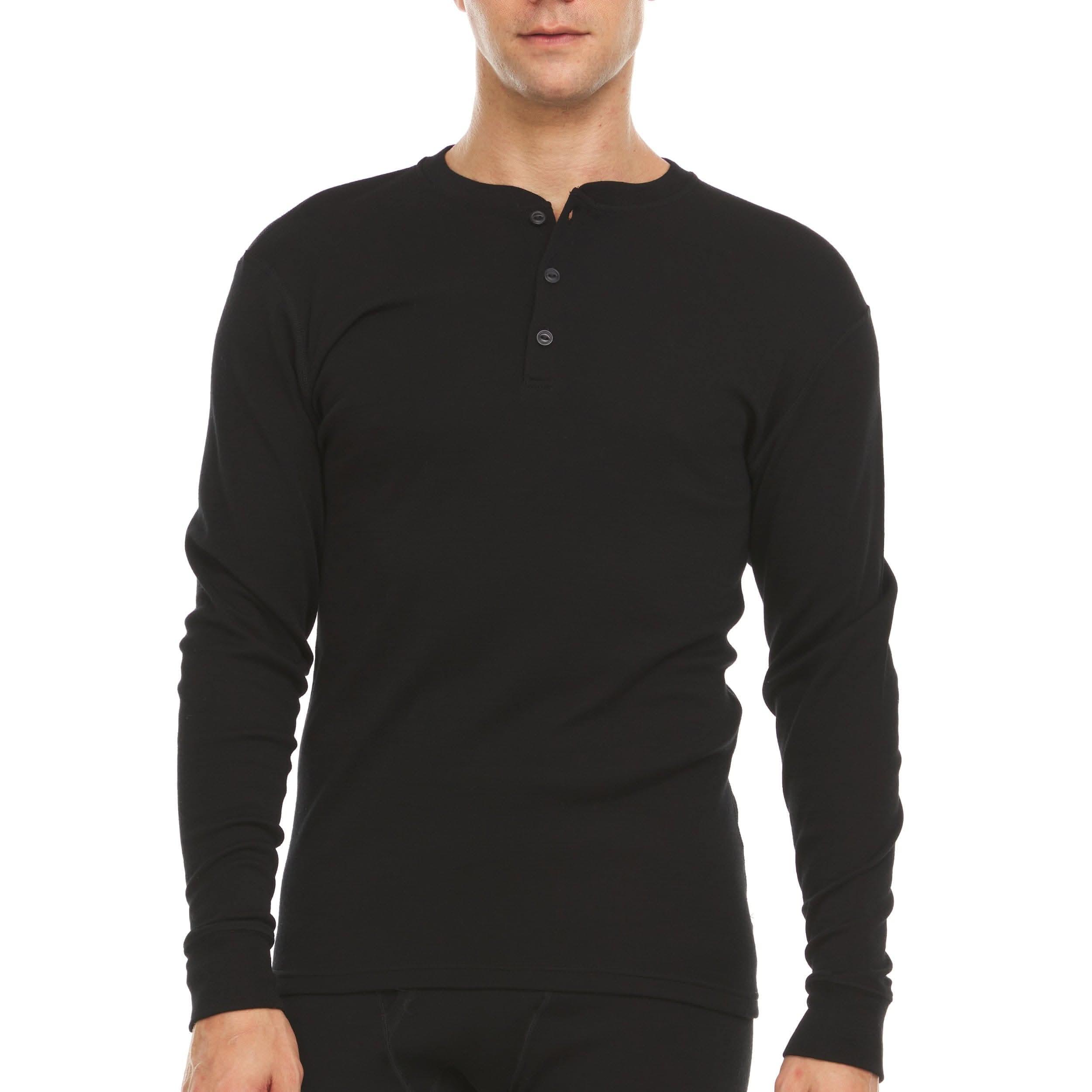 Midweight - Men's Long Sleeve Henley 100% Merino Wool - My Men's Shop