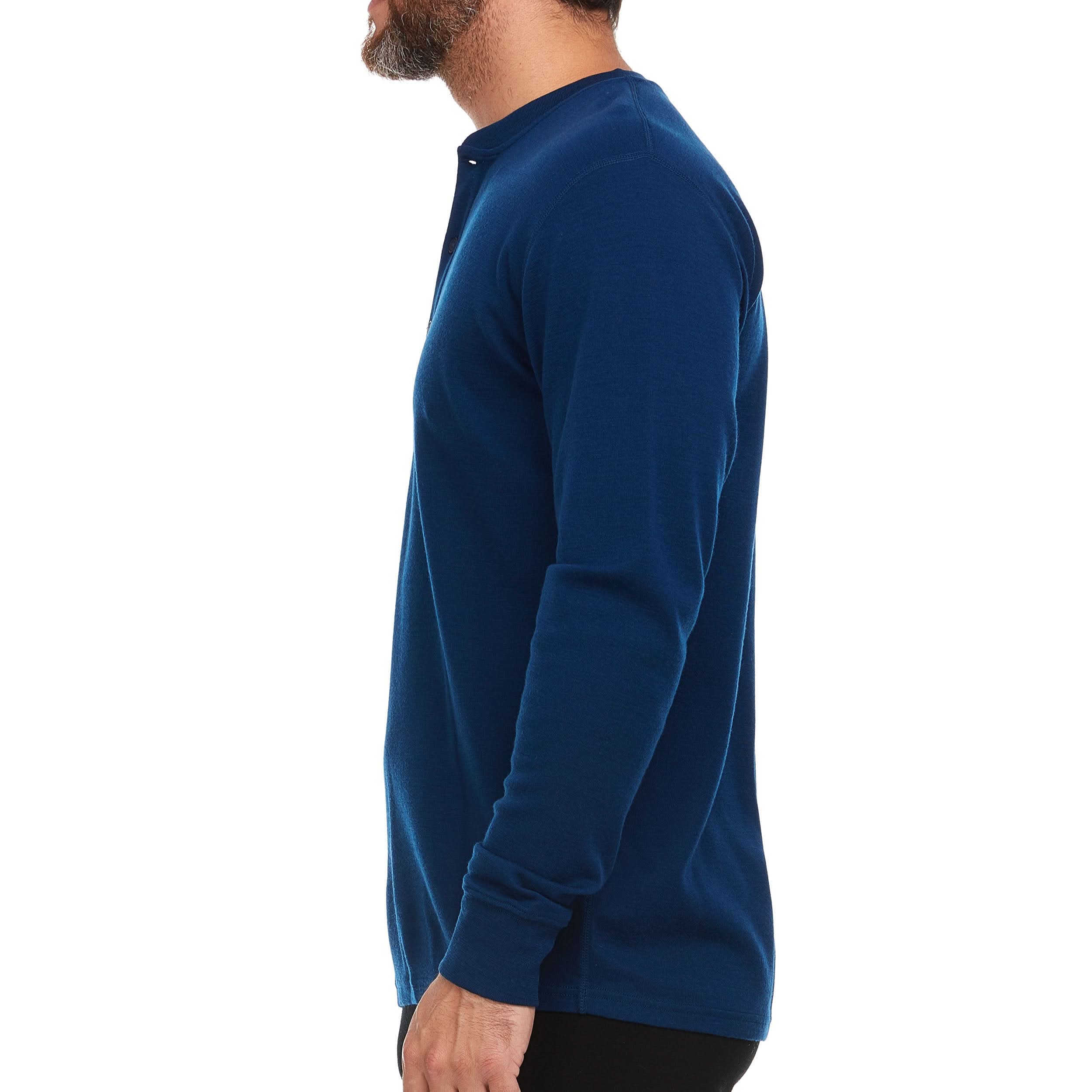 Midweight - Men's Long Sleeve Henley 100% Merino Wool - My Men's Shop