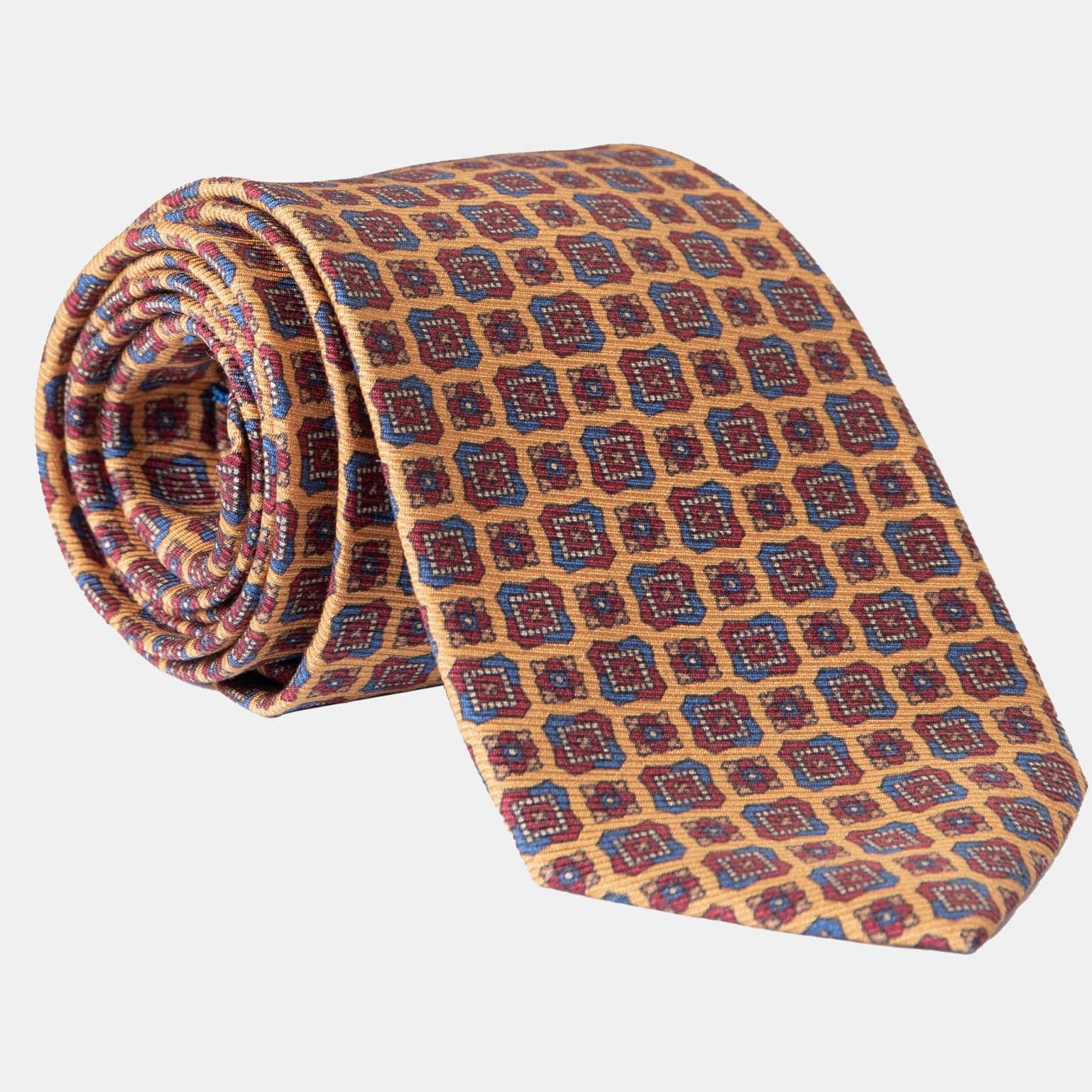 Parma - Printed Madder Silk Tie - Amber Yellow - My Men's Shop