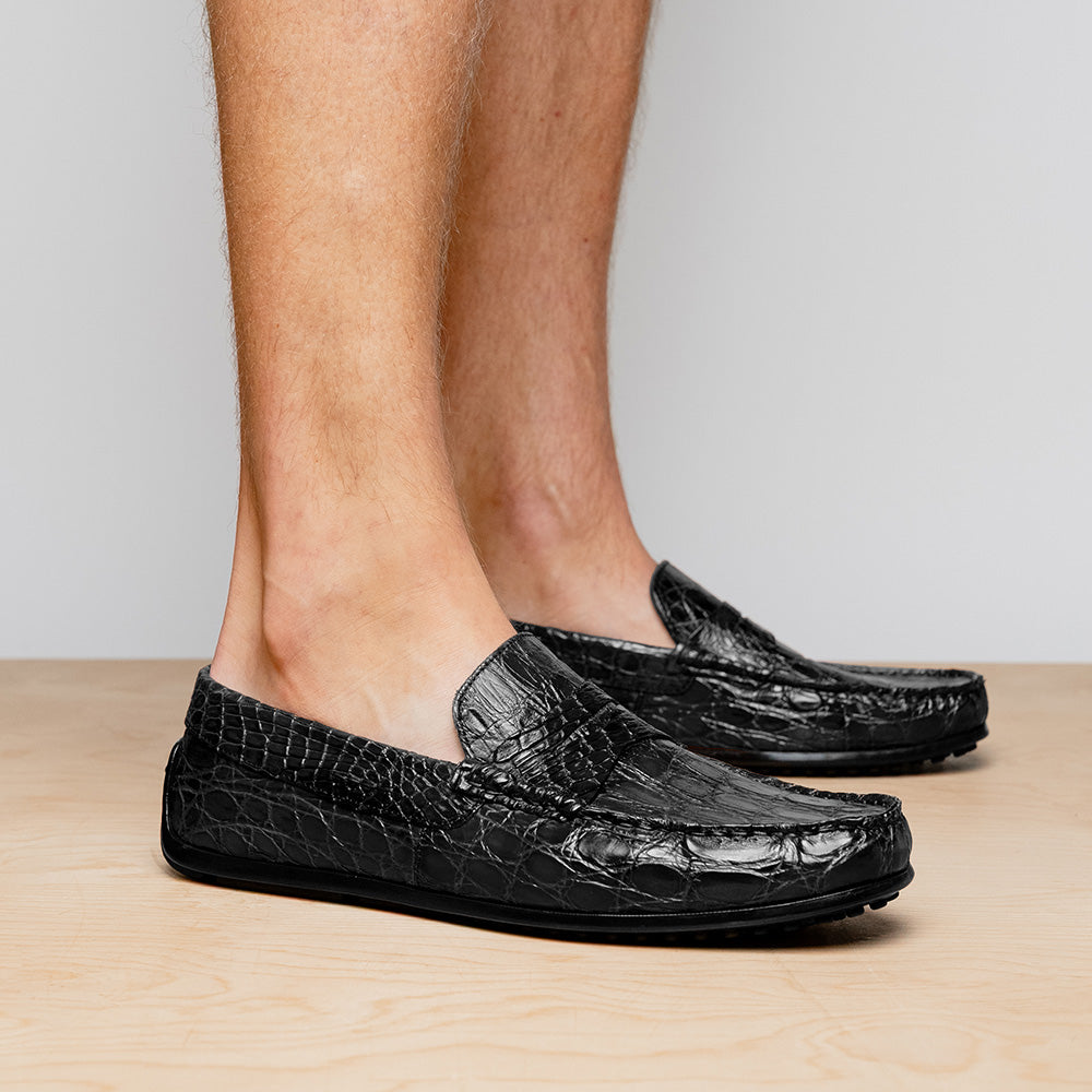 31-103-BKM MONZA Crocodile Driver, Black