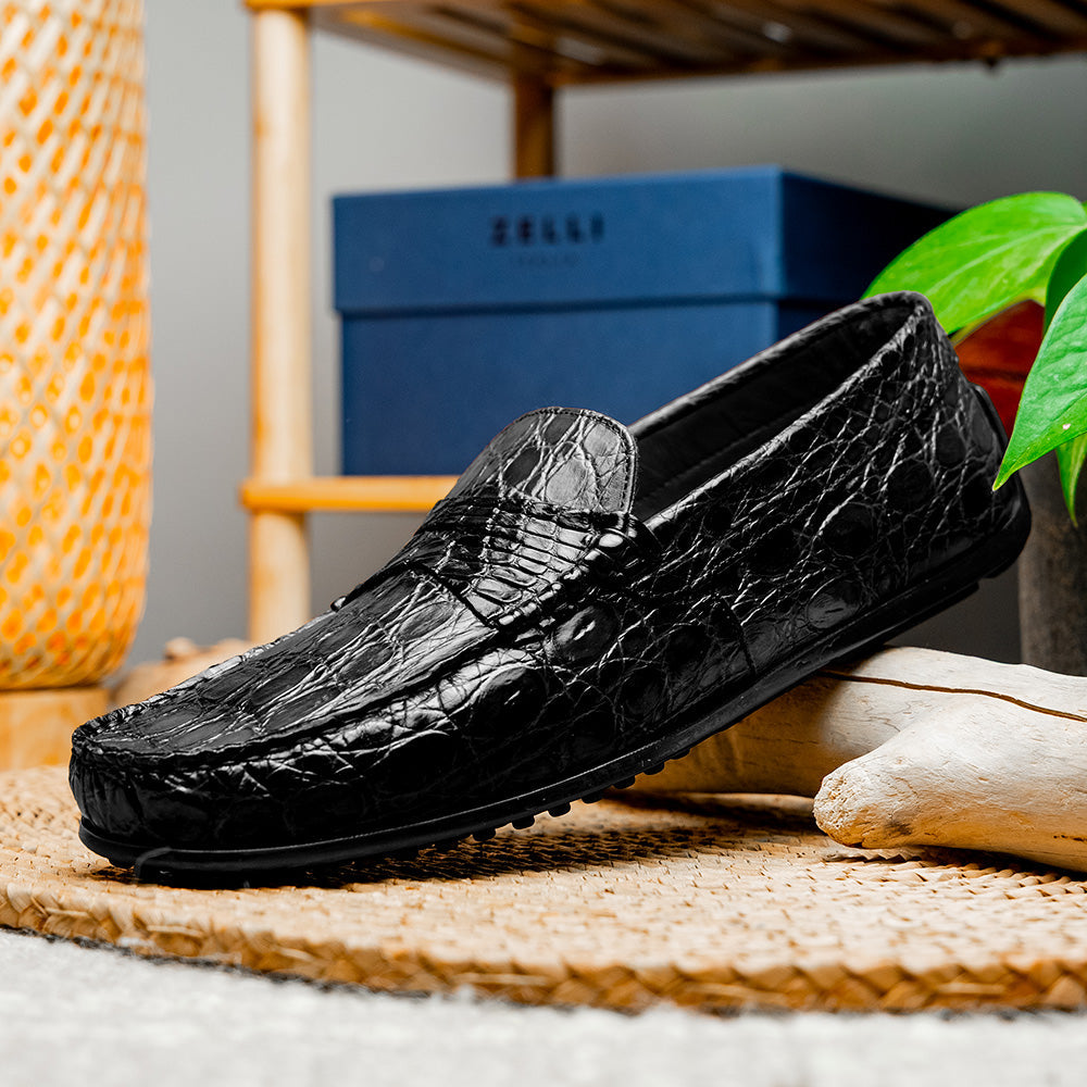 31-103-BKM MONZA Crocodile Driver, Black