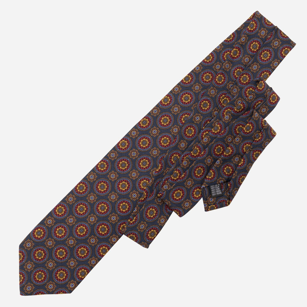 La Vigna - Printed Wool & Silk Tie - Navy