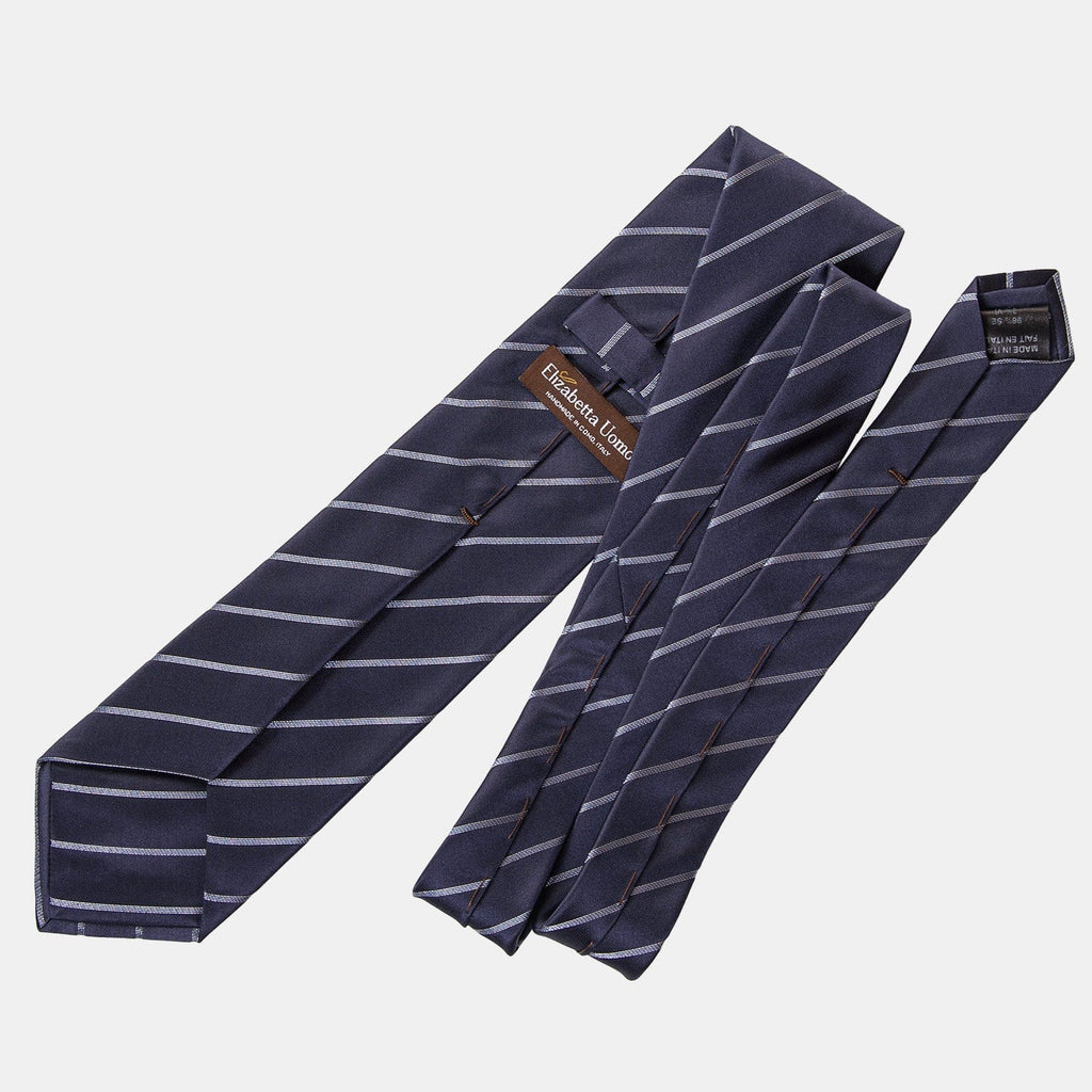 Esino - Silk Jacquard Tie - Midnight Blue and Silver - My Men's Shop