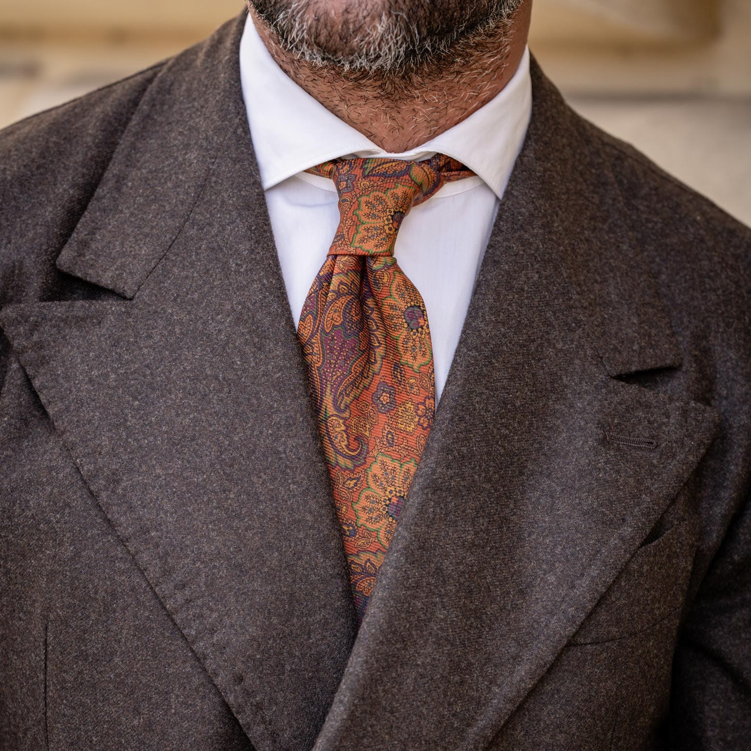 Trevi - Printed Madder Silk Tie - Ginger - My Men's Shop