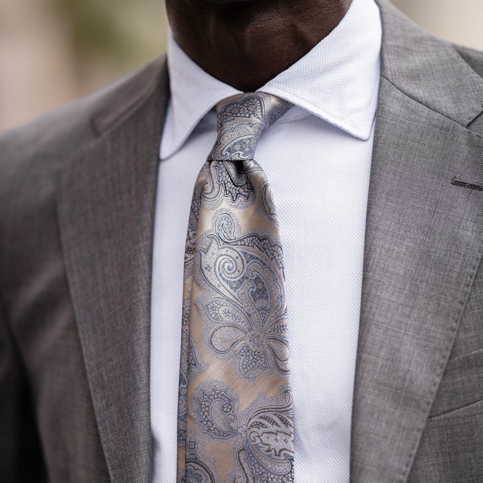 Cortina - Silk Jacquard Tie - Warm Pewter - My Men's Shop