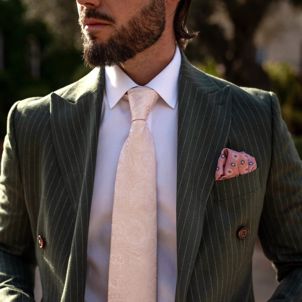 Pascal - Double Sided Silk Pocket Square - Blush