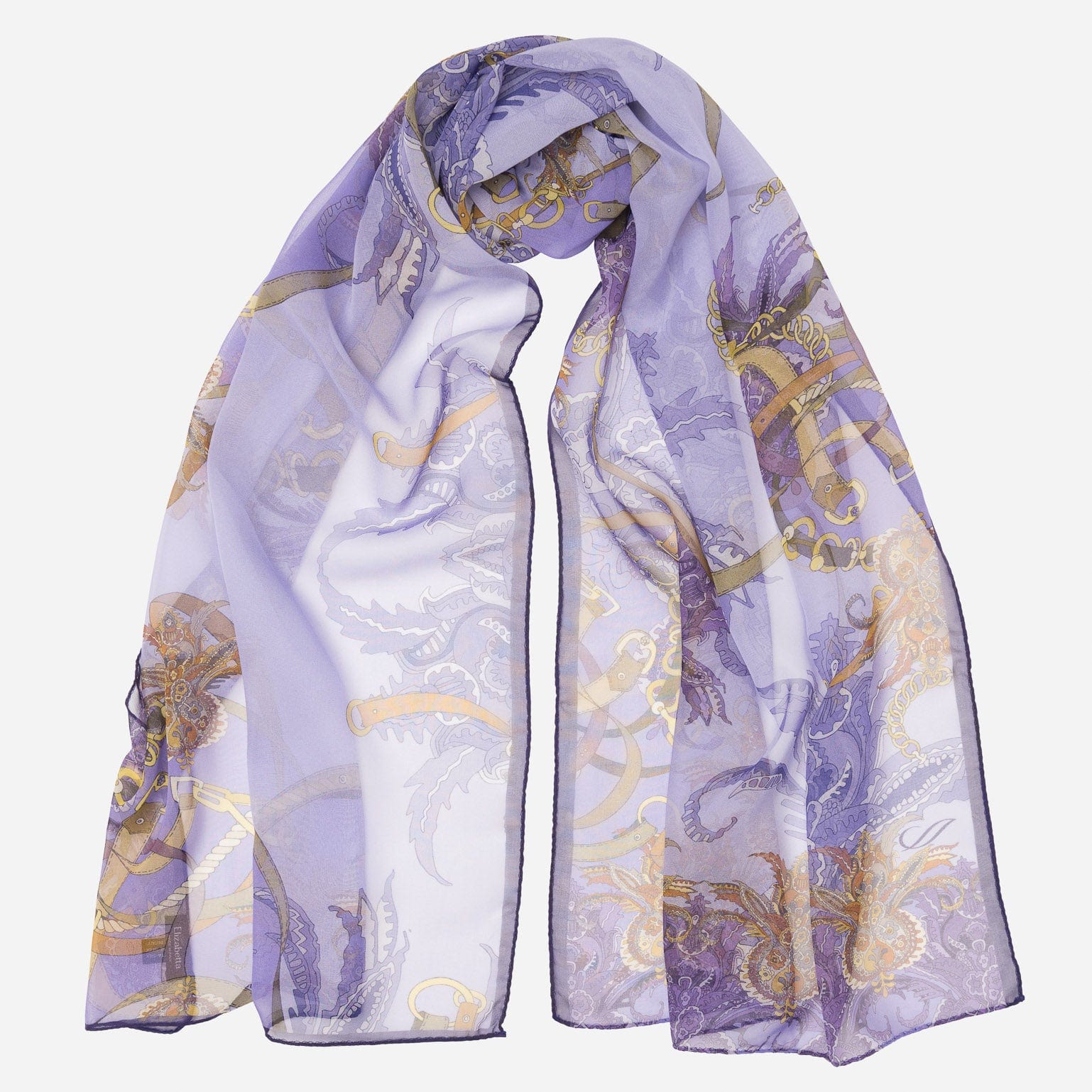 Alessandra - Long Silk Scarf - Purple