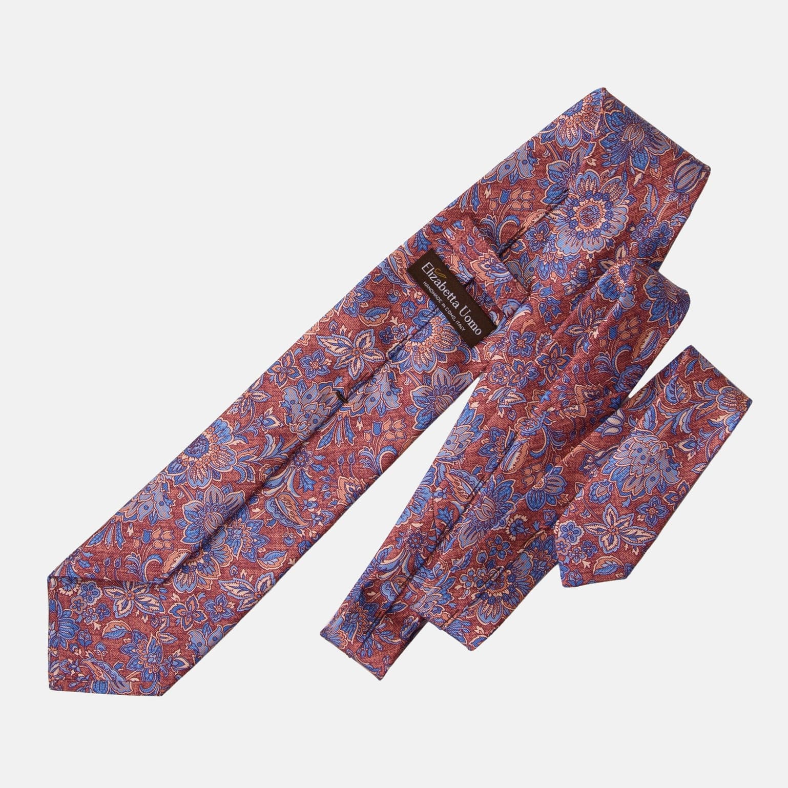 Catania - Printed Silk Tie - Blue & Brick Red - My Men's Shop