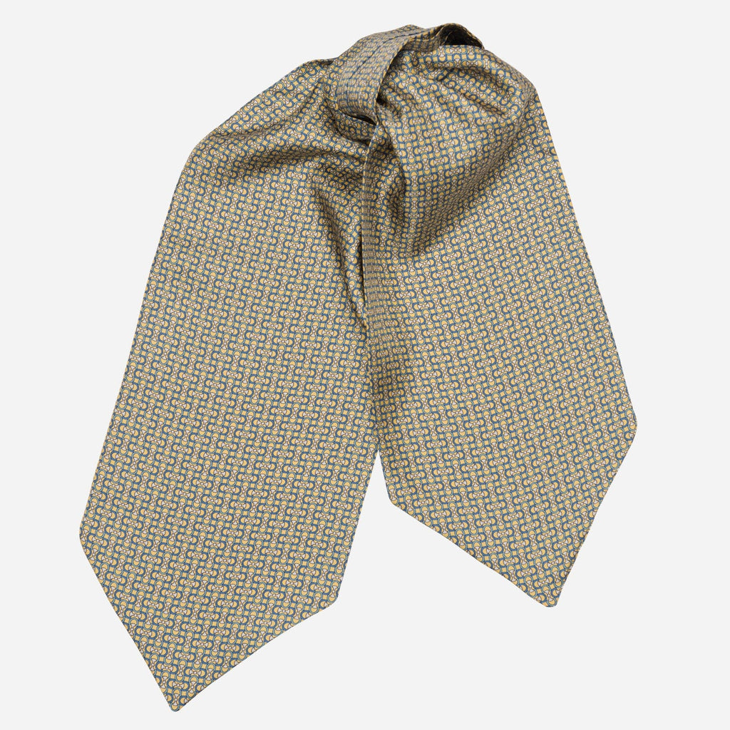 Condotti - Silk Ascot Cravat Tie - Yellow and Blue - My Men's Shop