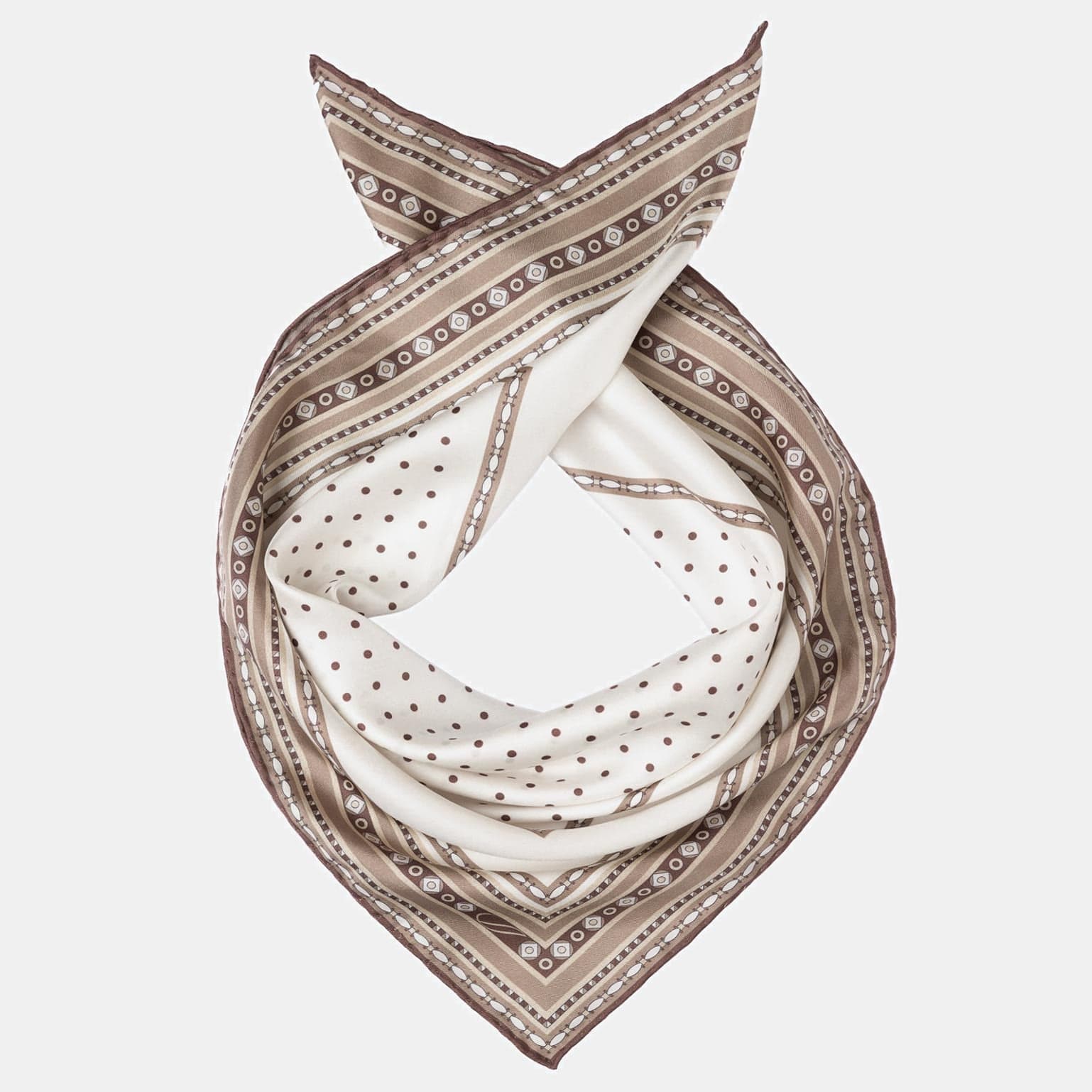 Verona - Silk Neckerchief - White & Sand - My Men's Shop