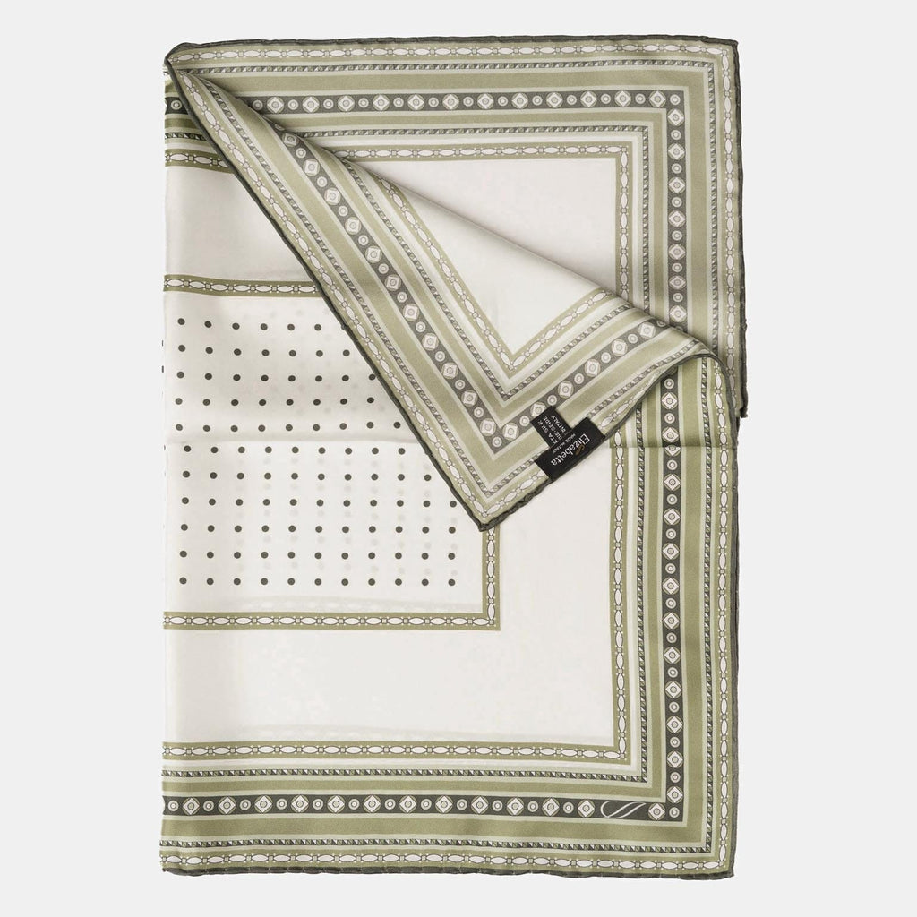 Verona - Silk Neckerchief - White & Sage
