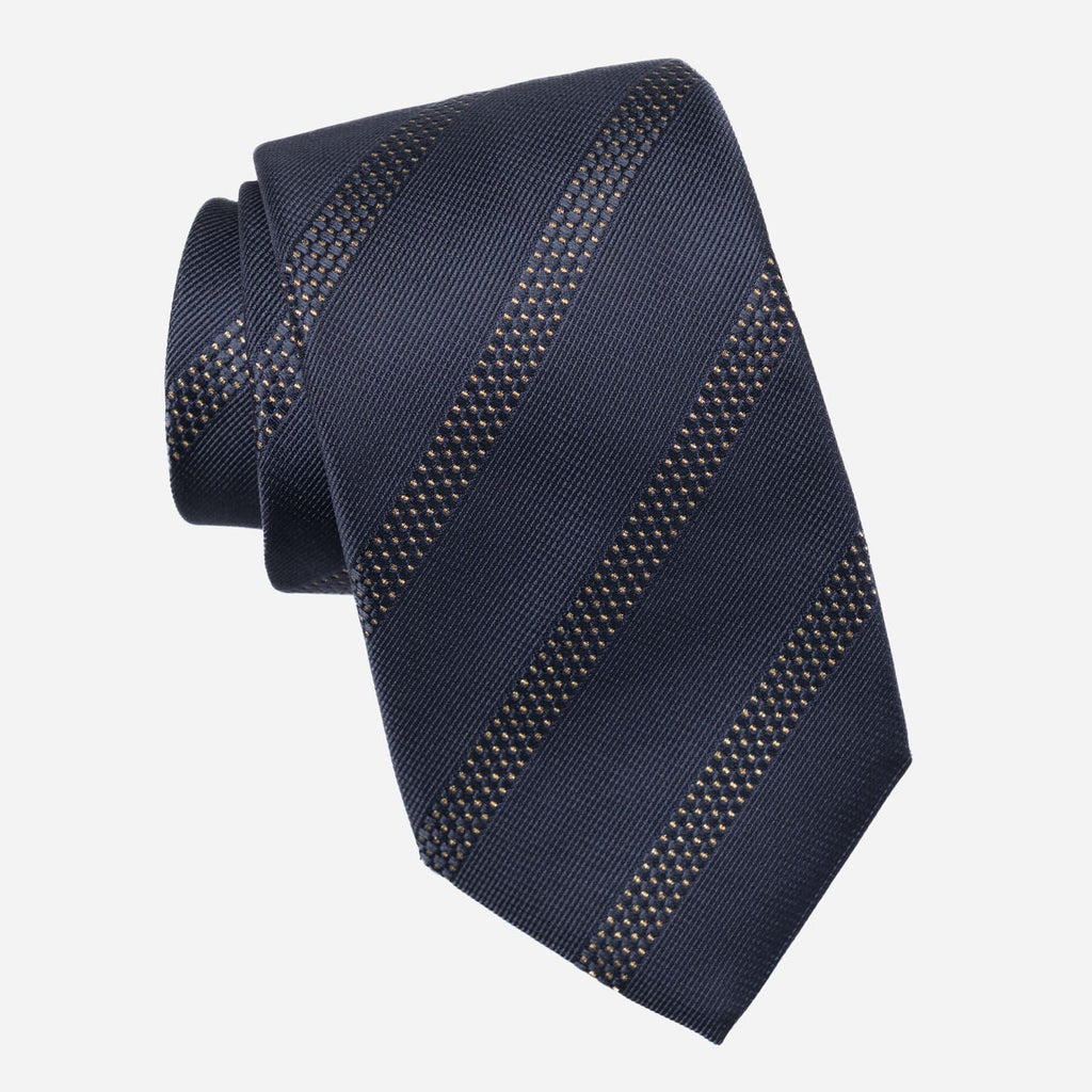 Milano - Silk Jacquard Tie - Navy and Gold - My Men's Shop