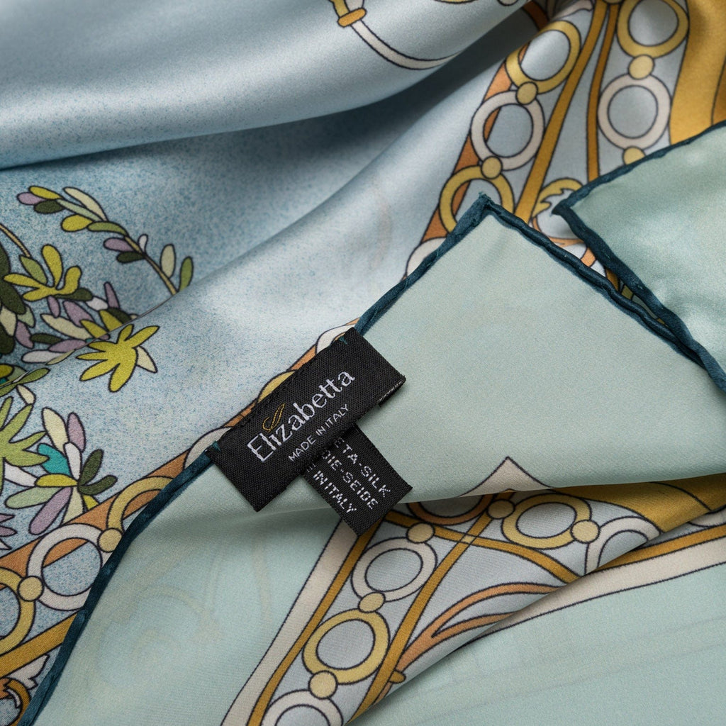 Garden of Dreams - Silk Foulard - Aqua - My Men's Shop