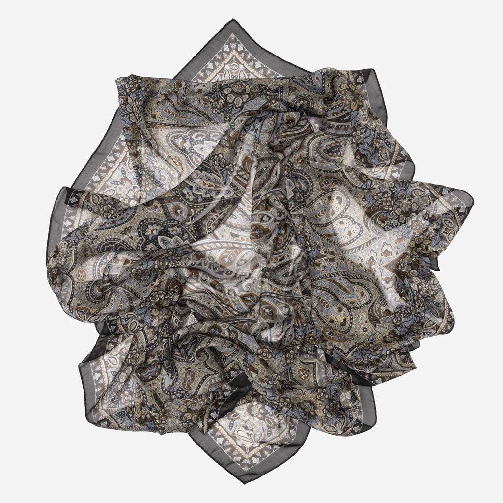 Helena - Silk Scarf Shawl - Brown and Blue - My Men's Shop