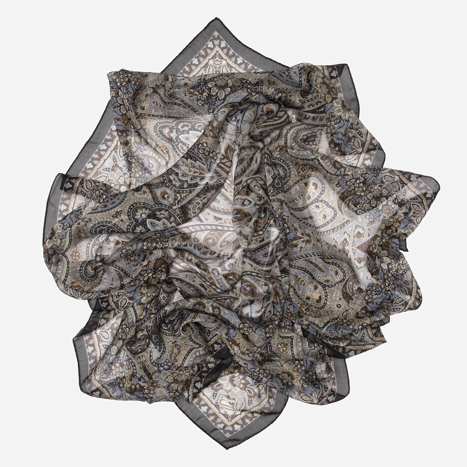 Helena - Silk Scarf Shawl - Brown and Blue - My Men's Shop