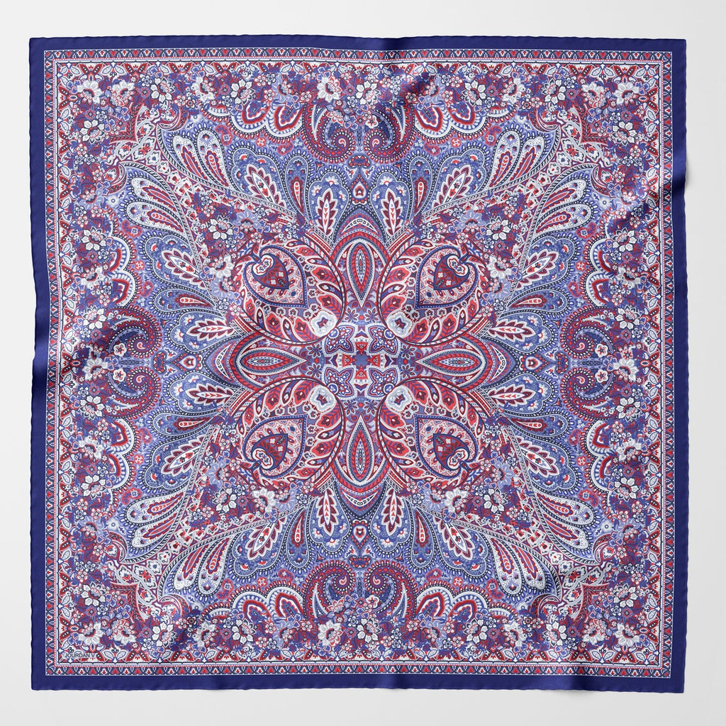 Helena - Silk Scarf Shawl - Red White and Blue