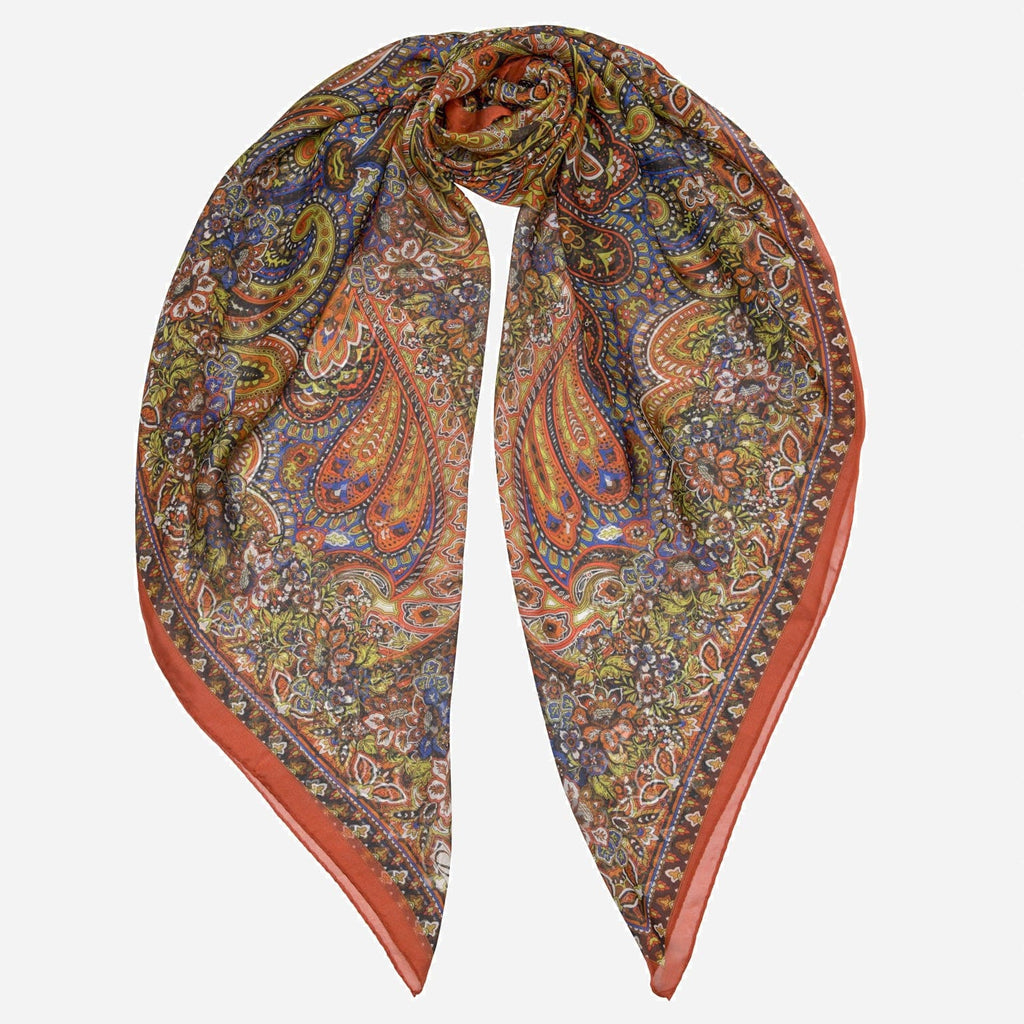Helena - Silk Scarf Shawl - Rust