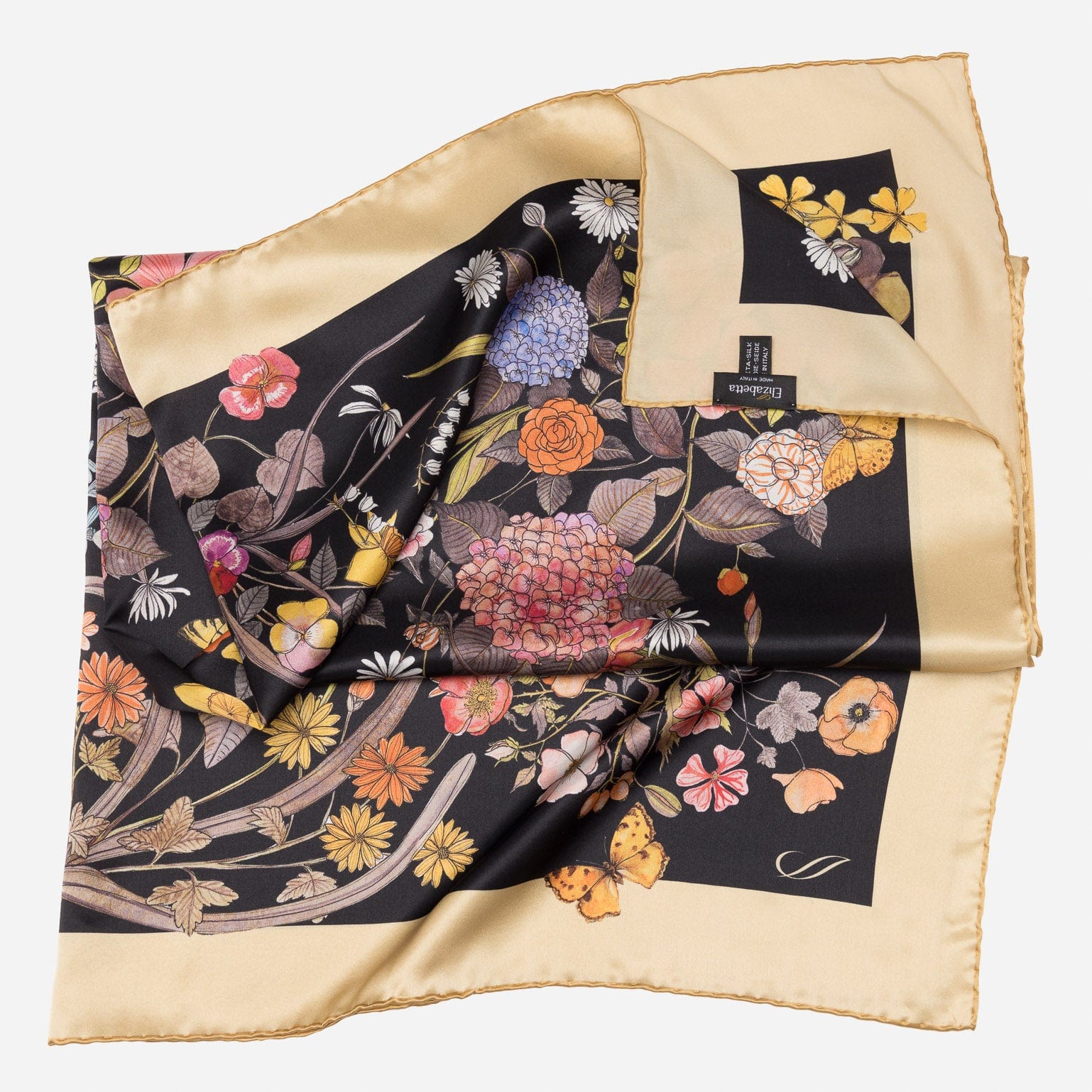 Flora - Silk Foulard - Black - My Men's Shop