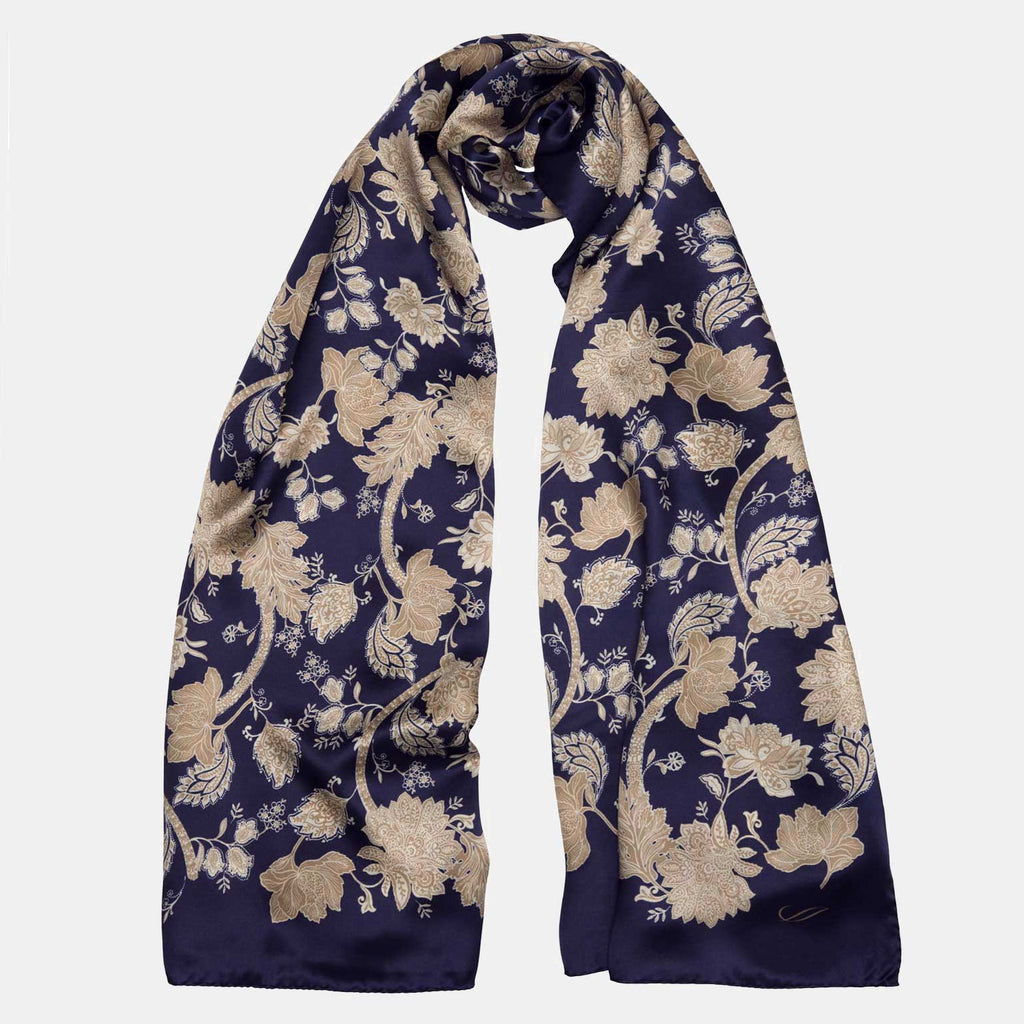 Esmeralda - Silk Scarf Shawl - Midnight Blue & Gold - My Men's Shop