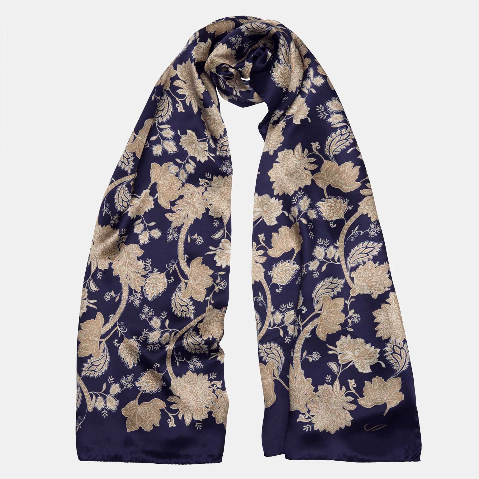 Esmeralda - Silk Scarf Shawl - Midnight Blue & Gold - My Men's Shop