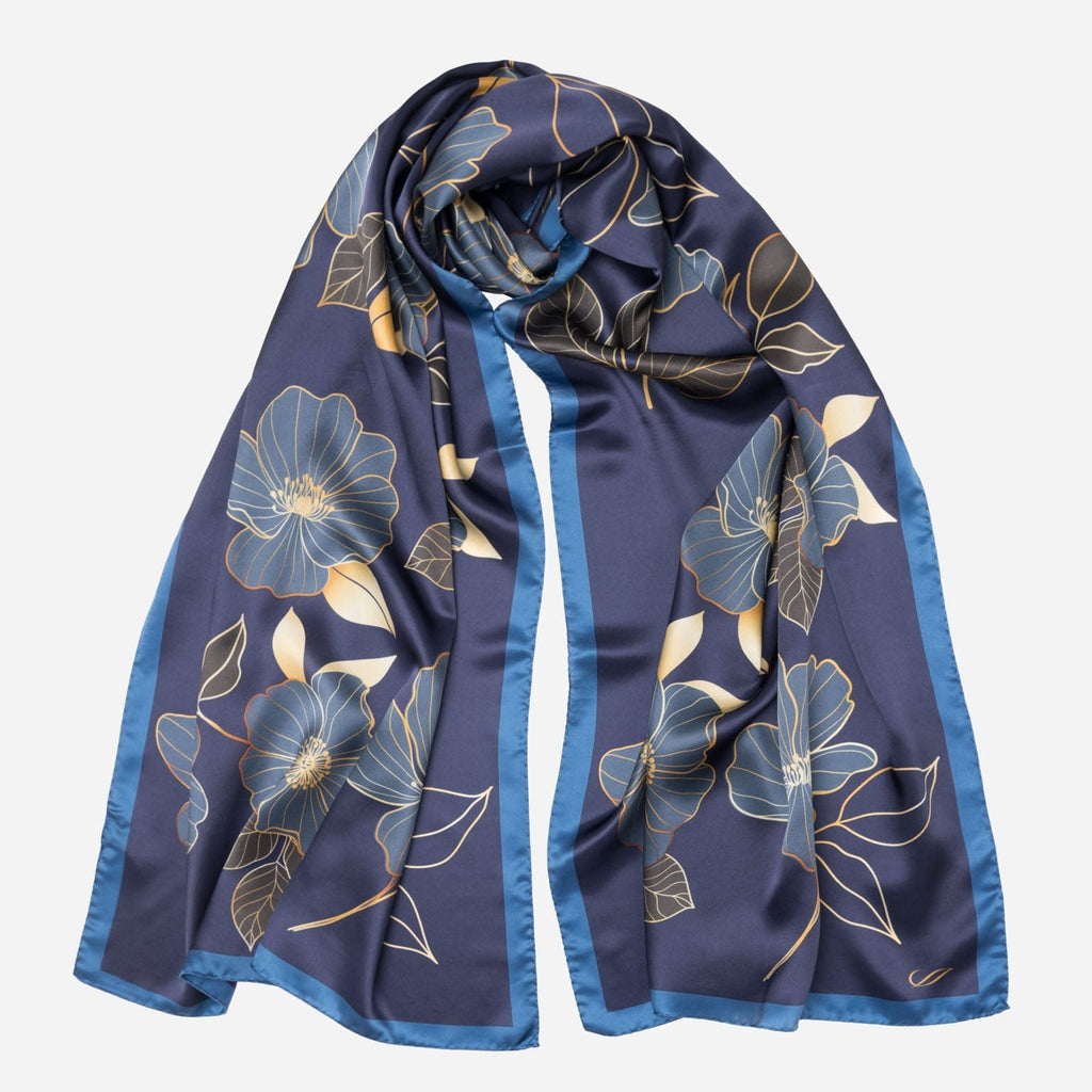 Laura - Silk Scarf Shawl - Navy - My Men's Shop