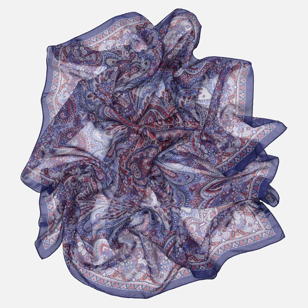 Helena - Silk Scarf Shawl - Red White and Blue