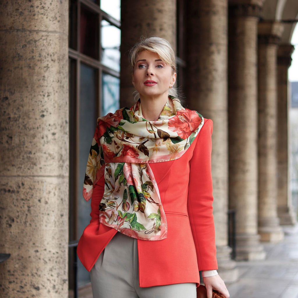 Rosa - Long Silk Scarf - Peach - My Men's Shop
