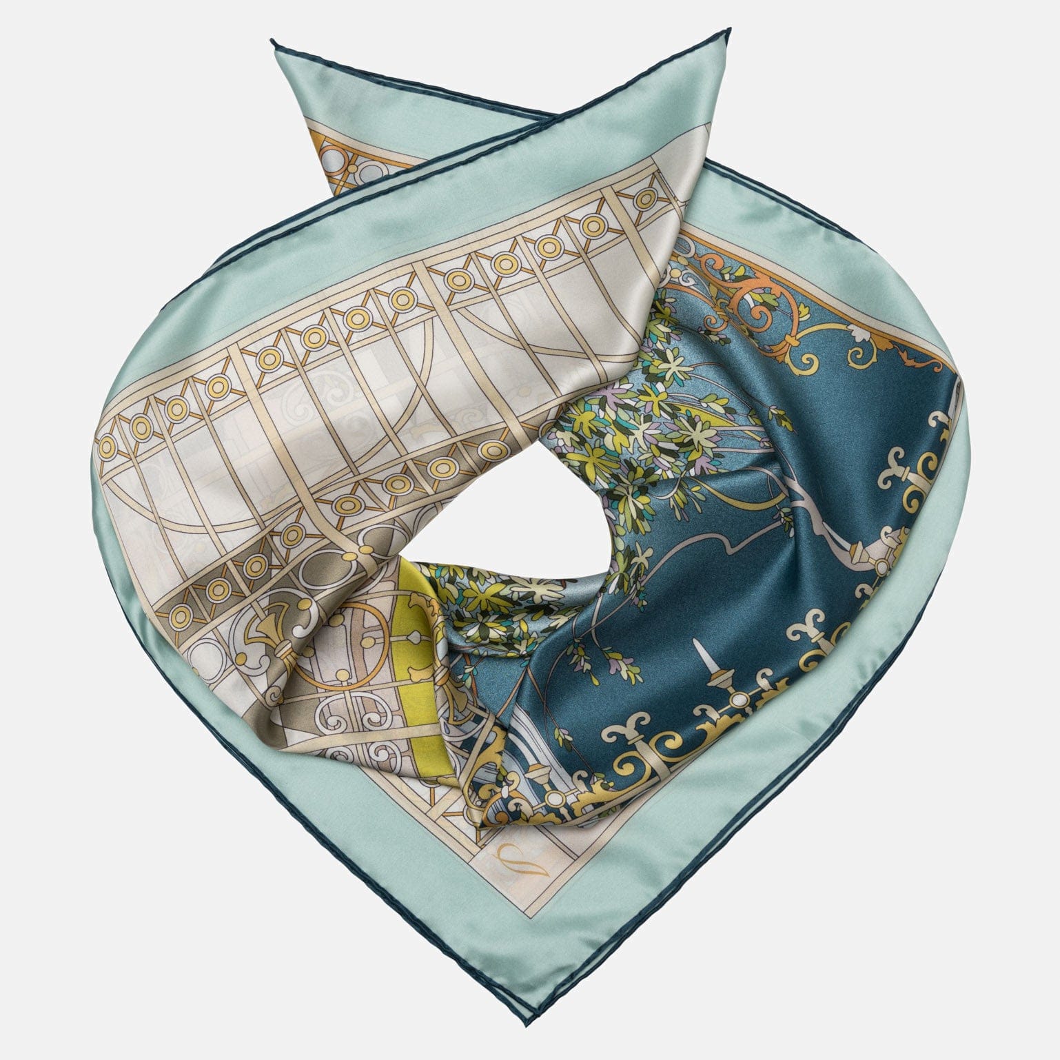 Garden of Dreams - Silk Foulard - Aqua - My Men's Shop