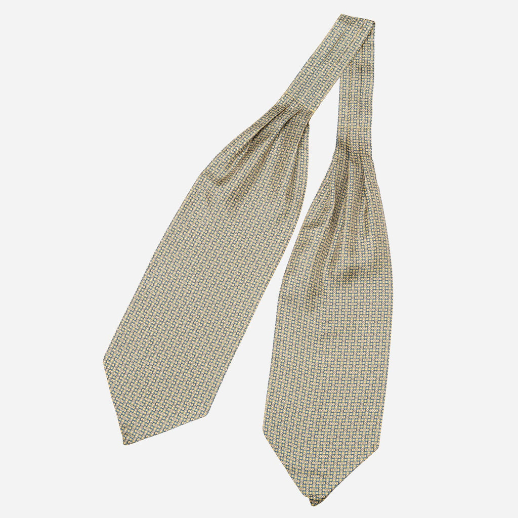 Condotti - Silk Ascot Cravat Tie - Yellow and Blue - My Men's Shop